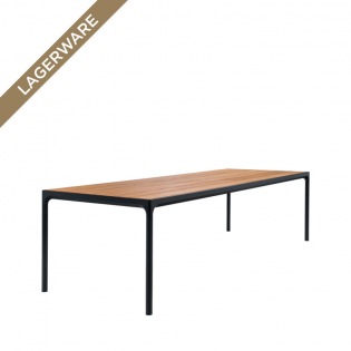 Houe FOUR Outdoor Tisch 210 x 90 cm, schwarz, Tischplatte Bambus