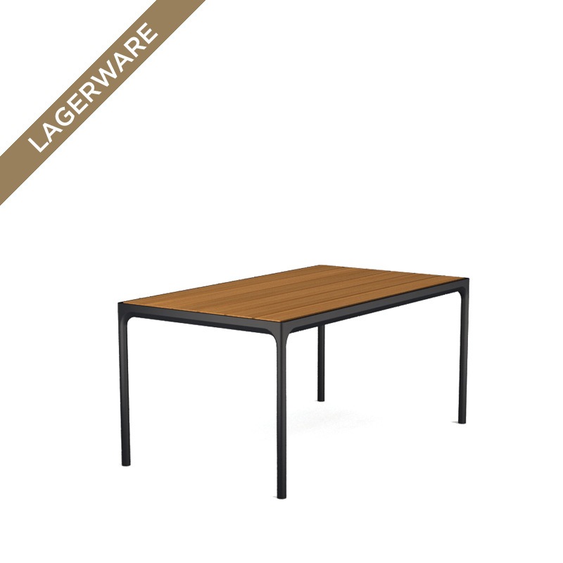 Houe FOUR Outdoor Tisch 160 x 90 cm, schwarz, Tischplatte Bambus